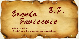 Branko Pavičević vizit kartica